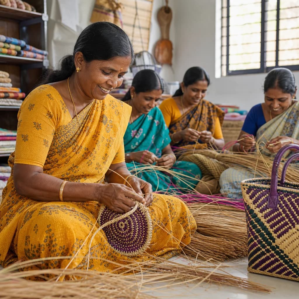 Women artisans in a community craft workshop